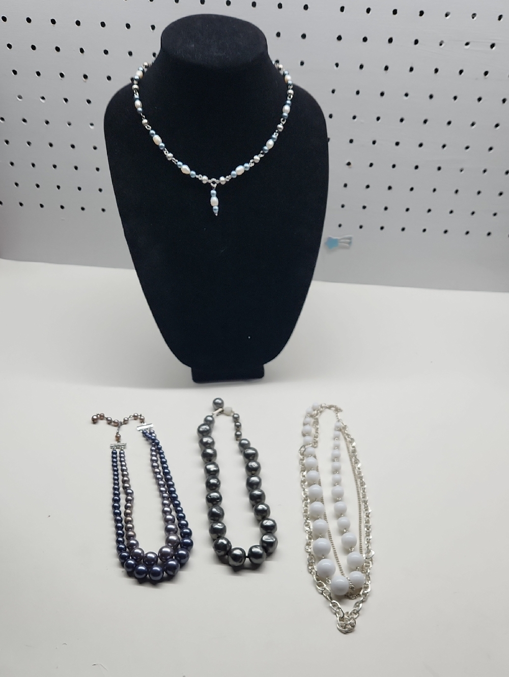 Bundle Of Faux Pearl Statement Necklaces